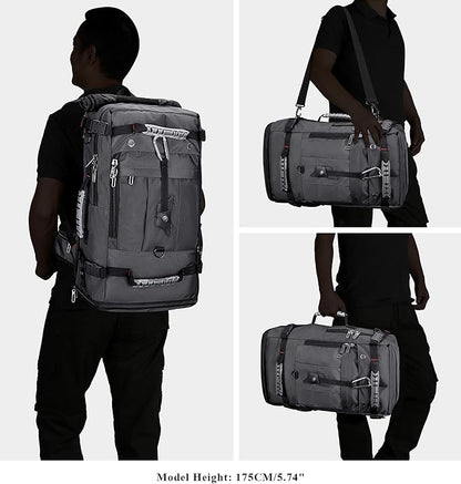 WITZMAN Travel Backpack for Men Convertible Duffle Luggage Bag fit 18 Inch Laptop Carry On Bags for Airplane (B681 Silvery Grey New)