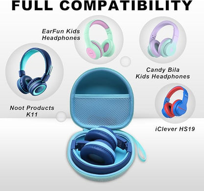 Kids Headphones Case Compatible with iClever BTH12 / BTH20/ BTH26/HS19, JoySpark, Candy Bila, EarFun, MIDOLA, IMYB Foldable Kids Headphones, Mint Green Travel Storage Bag(Case Only)