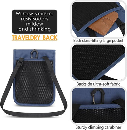 Travel Neck Wallet RFID Blocking – Hidden Passport Holder & Anti-Theft Money Pouch for Men & Women, Lightweight Concealed Undergarment Organizer with Adjustable Strap, Secure Document Holder