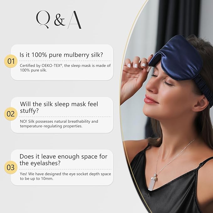 ZIMASILK Adjustable 22 Momme 100% Mulberry Silk Sleep Mask, Upgraded 3D Contoured Cup Eye Mask for Sleeping, Super Soft & Breathable Blindfold, Blackout for Deep Sleeping (Sky Blue)