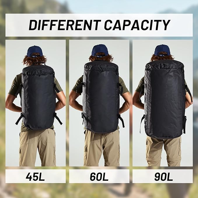 MIER Large Duffel Backpack Sports Gym Bag with Shoe Compartment, Heavy Duty and Water Resistant, Black, 90L