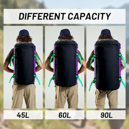 MIER Large Duffel Backpack Sports Gym Bag with Shoe Compartment, Heavy Duty and Water Resistant, Purple, 60L