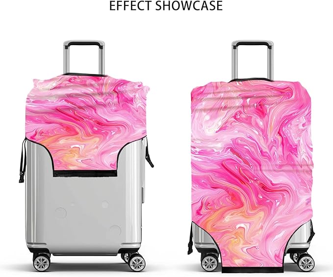 Pink Marble Luggage Cover Suitcase Protector Washable Anti Scratch Protective Sleeve Travel Accessories Baggage Wrap Fits 22-24 Inch Suitcase Covers and Luggage Skins for Travel Essentials