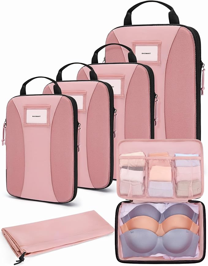 BAGSMART Compression Packing Cubes, 6 PCS Packing Cubes for Suitcases, Travel Bags Organizer for Luggage, Lightweight Packing Cube for Travel Essentials