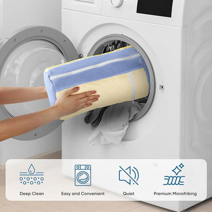 Shoe Washer Machine Bag 2Pack - Reusable Shoe Laundry Bag with Mesh Socks Washing Bag - 360°Deep Protective Cleaning Bags for Sneakers Delicate Footwear - Home Dorm Travel Essentials, Yellow