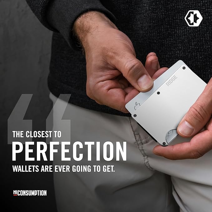 The Ridge Wallet - Slim Minimalist Compact Wallet and Card Holder| RFID Protected Front Pocket Wallets | Integrated Cash Strap | Polar White