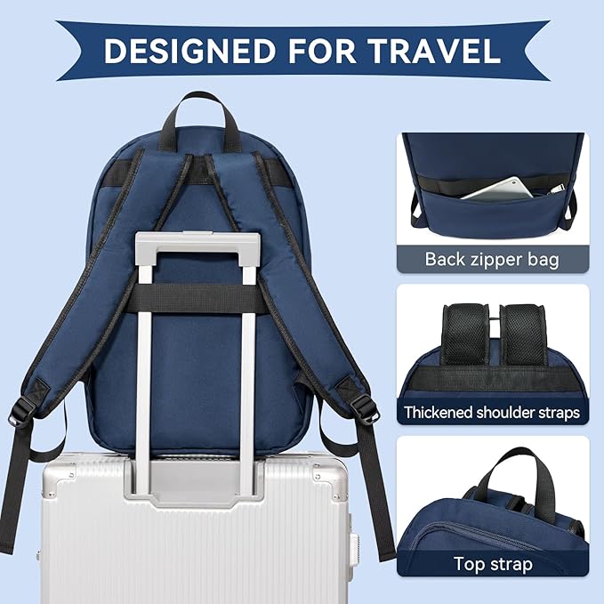 OMOUBOI Casual Daypacks Superbreak Backpack 14 inch Laptop Backpack for Women & Men Fits Tourism Business (Darkblue)