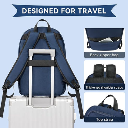 OMOUBOI Casual Daypacks Superbreak Backpack 14 inch Laptop Backpack for Women & Men Fits Tourism Business (Darkblue)