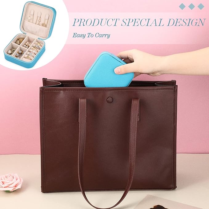 Yinkin 12 Pcs Mini Travel Jewelry Case Bridesmaid Proposal Gift Boxes, Small PU Leather Earring Organizer, Bulk Travel Accessories Portable Jewelry Holder(Royal Blue)