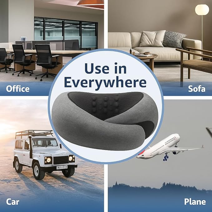 LAG Neck Travel Pillow | Memory Foam Neck Pillow for Comfort on Airplane | Compact and Ergonomic Design for Travel