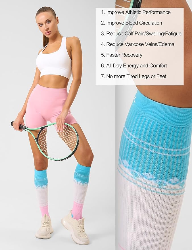 FITRELL 3 Pairs Compression Socks for Women and Men 20-30mmHg-Circulation Support Socks