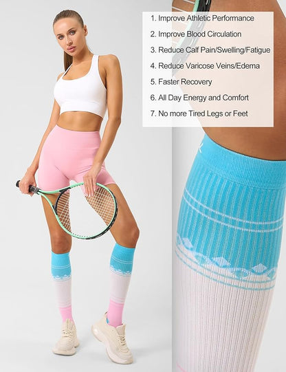 FITRELL 3 Pairs Compression Socks for Women and Men 20-30mmHg-Circulation Support Socks