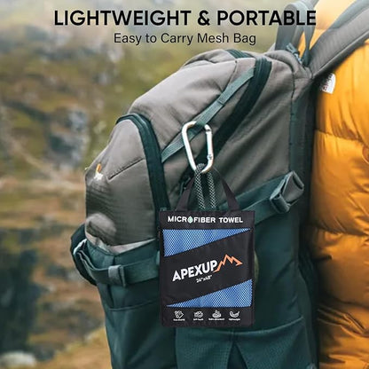 APEXUP Microfiber Travel Towel, Ultra Absorbent Quick Dry Towels, Lightweight Gym Sports Camping Towel for Workout, Yoga, Beach, Shower, Swimming (48"×24", Blue)