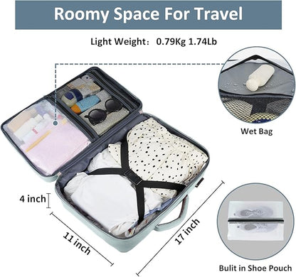 Taygeer Personal Item Backpack for Men Women, Travel Backpack Carry on Luggage Flight Approved with USB Charging Port & Shoe Pouch, Large Weekender Work Bag for Hiking Gift, Gray Powder