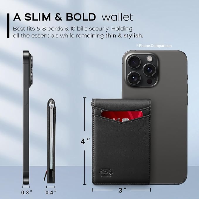 Zitahli Wallet for Men-6 Slots ID Window-Mens Wallets-Slim Wallet Classic Spring Money Clip RFID Blocking-Gift for Men