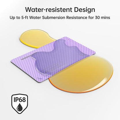 WHEREMYLUV-Item-Finder-for-Wallet, Ultra Thin Bluetooth Tracker Card Compatible with Apple Find My, Rechargeable GPS Locator, IPX8 Waterproof, Slim Smart Card for Men & Women (Purple)