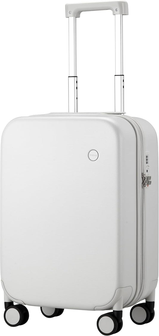 mixi Upgrade Carry on Luggage Suitcases with Spinner Wheels, Hardside Rolling Suitcase PC with TSA Lock Lightweight Travel Case 20in Carry-On, Fine Grid Smoke White