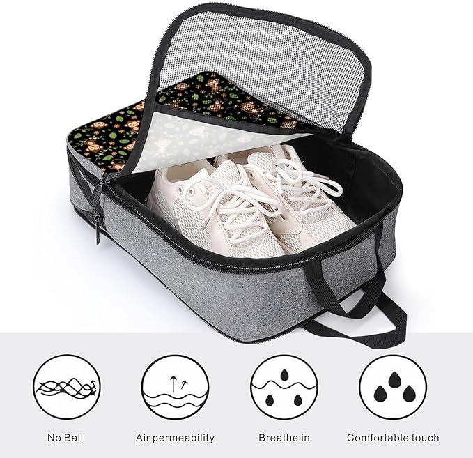 Portable Shoe Packing Storage Bag Travel Shoe Organizer with Zipper Closure for Travel and Daily Use (Animal Print Monkey)