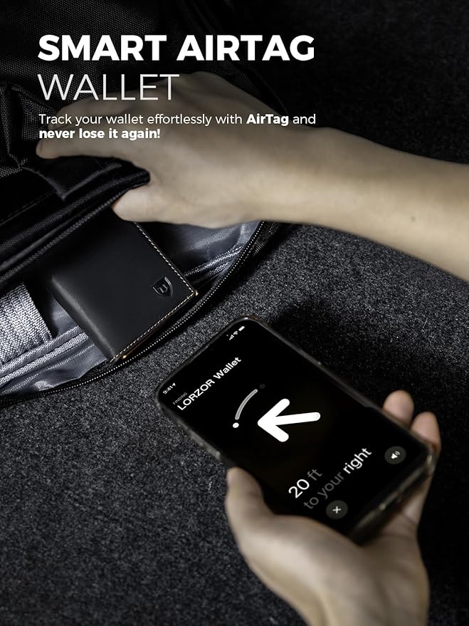 LORZOR Minimalist Wallet for Men with Credit Card Holder, Finest Full Grain Leather, Pop up Smart Wallet, Trifold Slim Wallet, RFID Blocking, Front Pocket, ID Window (Black/Yellow Black)