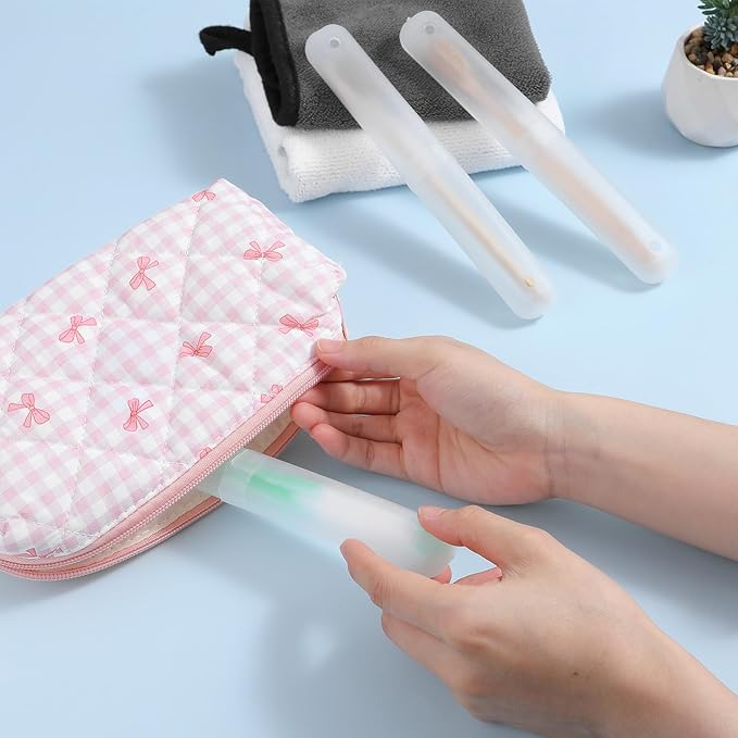 60pcs plastic toothbrush holder clear toothbrush holder with cover bulk dustproof tooth brush Case Cover Protector plastic tooth brush holders for Travel Trip Camping Toothpaste Covers