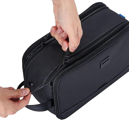 ZEEMO Travel Toiletry Bag for Men, Medium Water-Resistant Double-Sided Full-Open Dopp Kit, Versatile Organizer for Shower and Hygiene Accessories, Bathroom Essentials, Cosmetics, Black