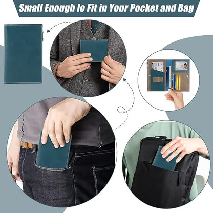 Slim Passport Holder for Man & Women, Compact Leather Passport Wallet with Card Holders SIM Slots and Zippered Pocket, for Secure Traveling and Documentation Organizer (Dark Blue)