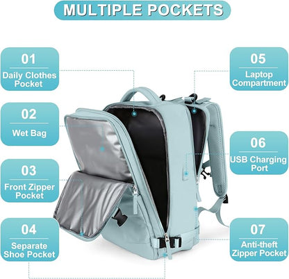 Personal Item Travel Backpack For Women Men Airline Approved Carry On Backpack Flight Approved Waterproof Sports Luggage Backpack Casual Daypack Small Hiking Backpack