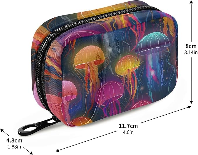 Cute Pill Organizer Weekly Travel Pill Box 7 Day Large Capacity Pill Dispenser with 8 Pill Container Daily Pill Box Organizer Vitamin Holder Pill Bottle Organizer Small Pill Case Jellyfish
