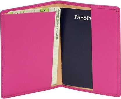 Royce Leather RFID Blocking Passport Travel Document Organizer in Leather, Pink, One Size