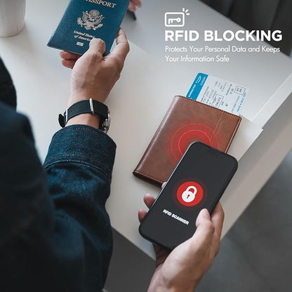 VULKIT Passport Holder for Travel, Rfid Blocking Passport Cover, Slim Travel Wallet for Men & Women, Cognac Brown