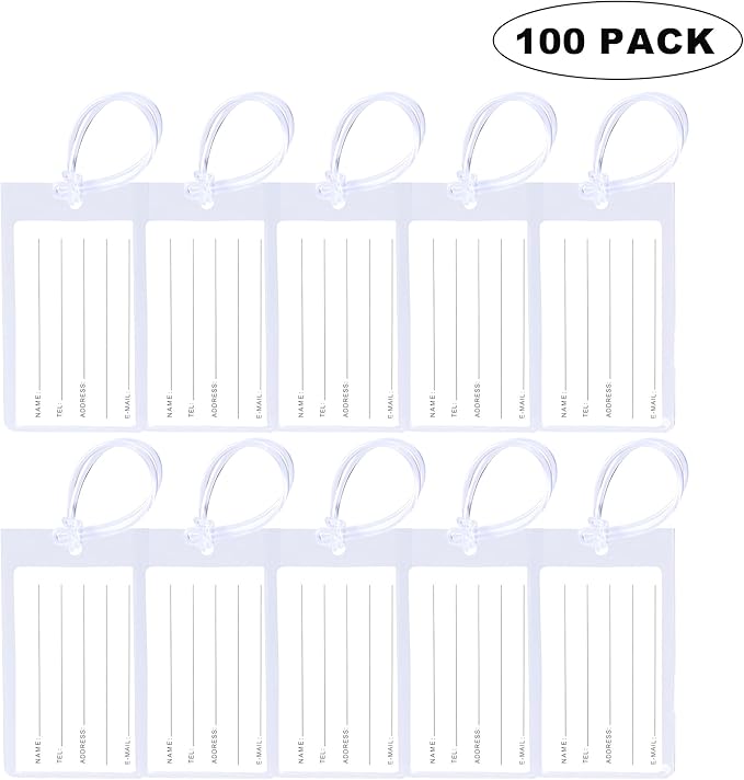 100 Pack Luggage Tags for Suitcases, Airplane Travel Essentials for Flying, International Travel Must Haves, and Luggage Accessories by Sodsay
