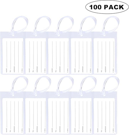 100 Pack Luggage Tags for Suitcases, Airplane Travel Essentials for Flying, International Travel Must Haves, and Luggage Accessories by Sodsay