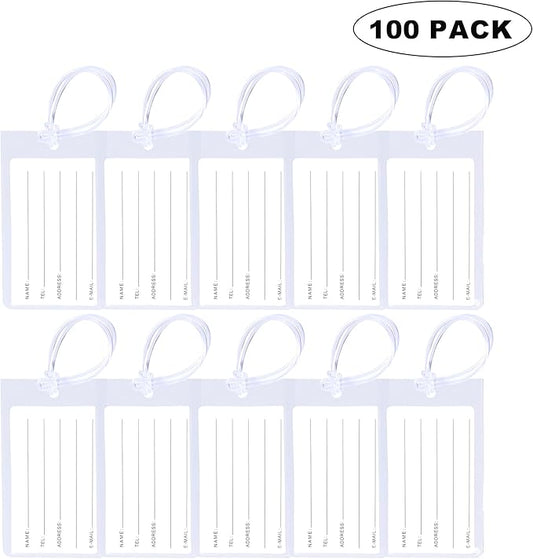 100 Pack Luggage Tags for Suitcases, Airplane Travel Essentials for Flying, International Travel Must Haves, and Luggage Accessories by Sodsay