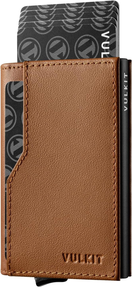 VULKIT Card Holder Wallet with Double ID Windows RFID Blocking Pop Up Wallet Minimalist Design for 12 Cards