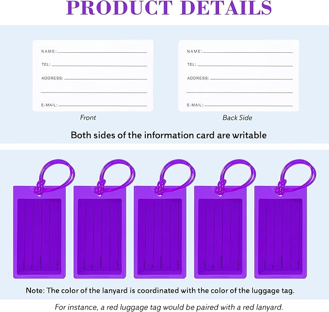 50 Pack Luggage Tags for Suitcases, Airplane Travel Essentials for Flying, International Travel Must Haves, and Luggage Accessories by Sodsay