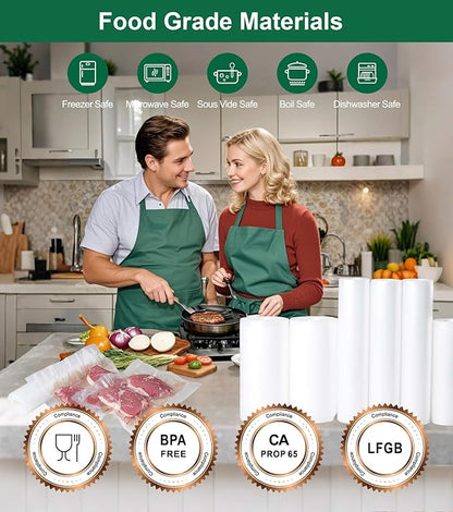 Vacuum Sealer Bags for Food, BPA-free Heavy Duty Vacuum Sealer Bags Rolls 11 Inch 16 Feet 3-pack, Ideal for Custom Fit Food Saver, Seal a Meal, or Sous Vide