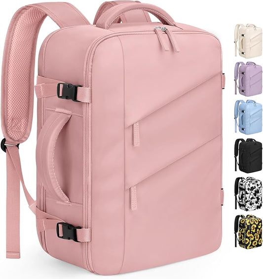 Capolo Travel Backpack for Women Men Waterproof Laptop Backpack Flight Approved Carry On Backpack Overnight Weekender Bag College Bookbag for Business, Work, Traveling Fits 17 '' Laptop,Pink
