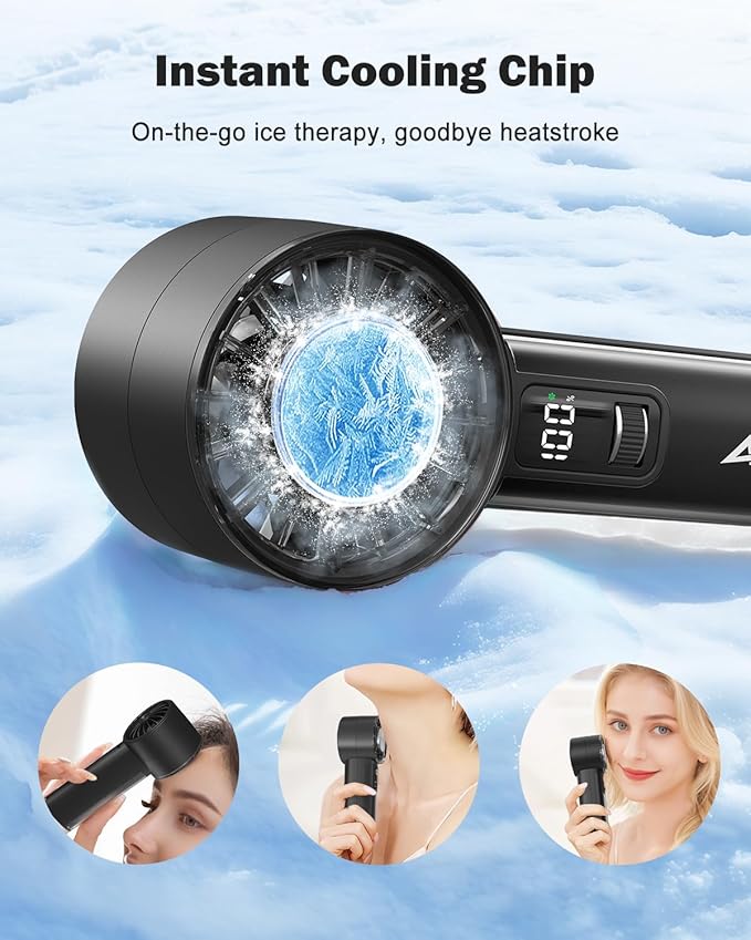 AMACOOL Handheld Fan with Ice Cooler, Mini Portable Fan Rechargeable, 18Hrs Cooling, 0-100 Adjustable Speed, Small Yet Powerful, Personal Hand Fans for Travel, Beach, Outdoor, Makeup, Gifts for Women