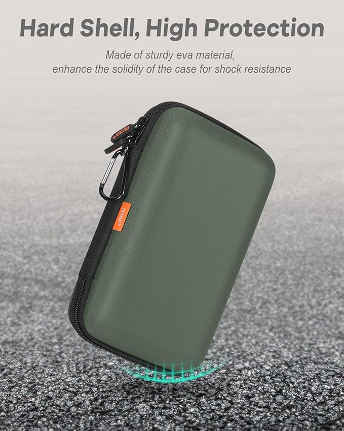 GLCON Large Classic Army-Green Case - Hard Shell Electronic Organizer Travel Carrying Case - Shockproof Electronic Accessories Storage Pouch Bag for Game Drive, Hard Disk, Power Bank, Charger