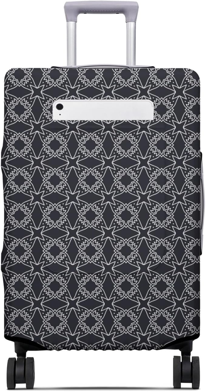 Black Sanskrit Travel Luggage Cover, Travel-Themed Suitcase Protector Stretchable, Washable Travel Suitcase Cover (XL for 29-32 Inch Luggage)