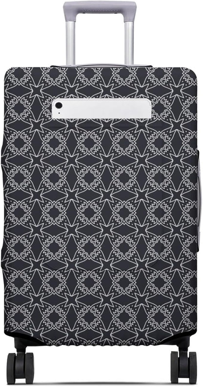 Black Sanskrit Travel Luggage Cover, Travel-Themed Suitcase Protector Stretchable, Washable Travel Suitcase Cover (M for 22-24 Inch Luggage)