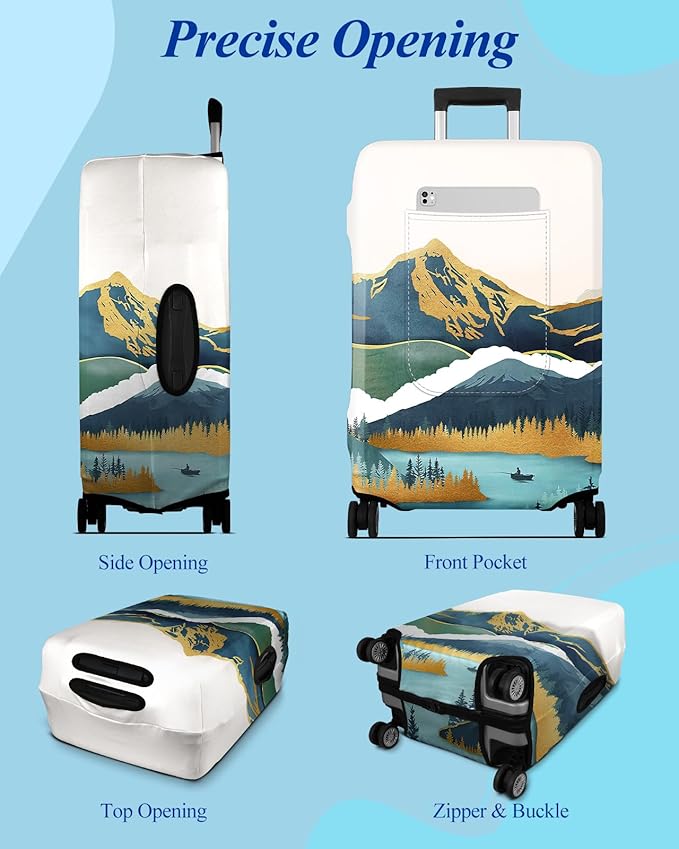 Slohif Luggage Cover for Suitcase Tsa Approved Protector - Luggage Sleeve Large Suit Case Cover Travel Stretch Baggage Case Protective Washable Fit 28-30 Inch Mountain L