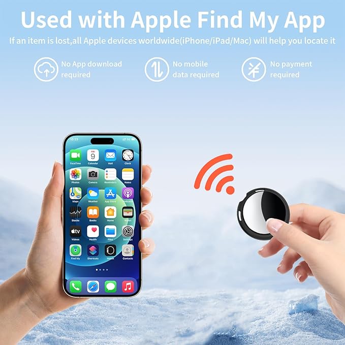 Tracker Tags 4 Pack [Apple MFi Certified] Pair with Apple Find My(iOS Only) Air Smart Bluetoot Tracking Tags Key Item Finder Locator Waterproof Worldwide Tracker for Pets Wallet Backpack Dogs Luggage
