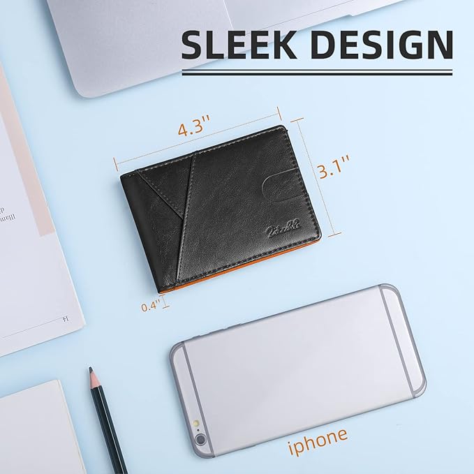 Zitahli Wallet for Men Slim 11 Credit Card Holder RFID Blocking Small Men's Wallet Bifold Minimalist Front Pocket With Mens Gifts Box