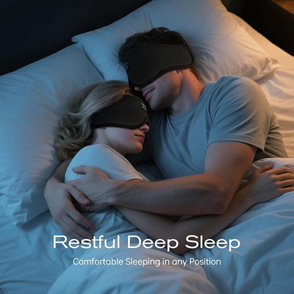 3D Sleep Mask with Bluetooth Headphones, Sleeping Headphones for Side Sleepers, Wireless Music Eye Mask with Ultra-Thin Stereo Speakers for Men, Women, Tech Gifts, Black