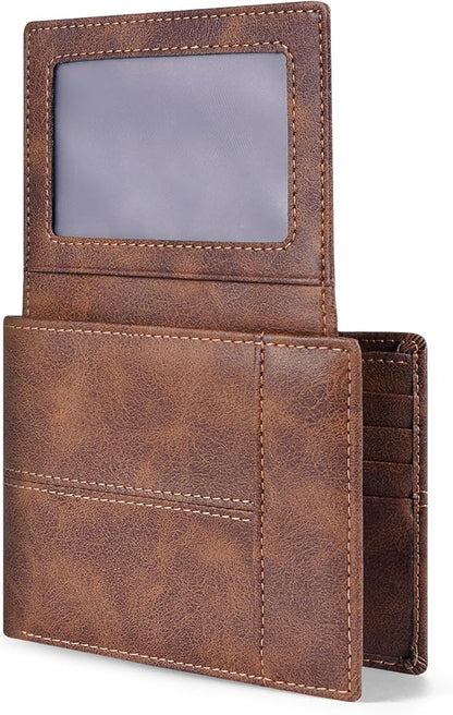Swallowmall Leather Wallet for Mens Genuine Leather RFID Blocking Bifold Wallets with 2 ID Windows 13 Card Slots