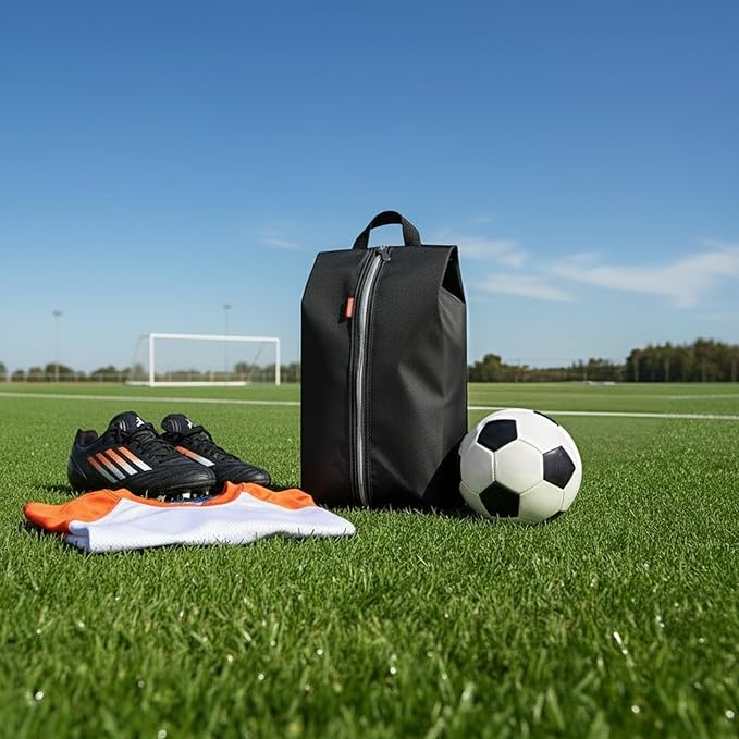 6pcs Portable Shoe Organizer, Travel Pouches with Zipper, Golf Shoe Bags, Clothes Bags, Soccer Cleats Bag Shoe Pouch for Gym, Waterproof, Odor-Resistant (Black)