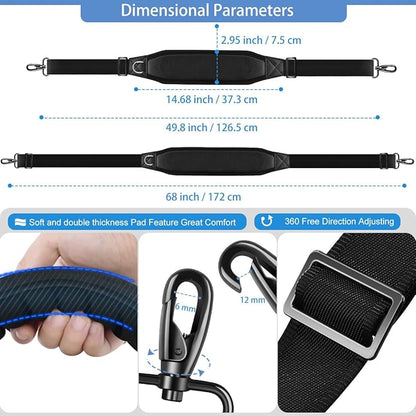 ZINZ Shoulder Strap 68" with Padded, Bag Strap with Dual Buckles and Metal Swivel Hooks for Laptop Bag, Briefcase and More