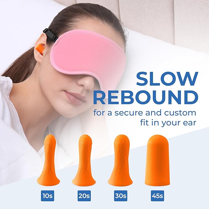 Reli. Foam Ear Plugs (100 Pairs Bulk), Individually Wrapped | 31 dB NRR | Disposable Foam Ear Plugs for Sleeping Noise Cancelling | Blocks Loud Noises for Snoring, Concerts, Travel (Peach)