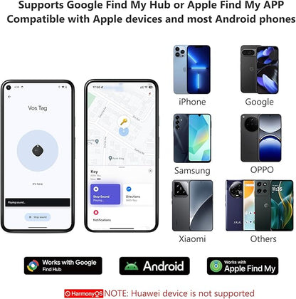 ATUVOS 2025 New Upgraded Dual System Air Tracker Tag-1 Pack, Compatible with iOS Apple Find My & Android Google Find Hub APP (Not for Huawei), Bluetooth Tracker for Keys, Luggage, Backpacks, Suitcases